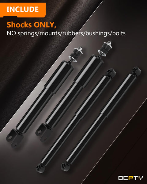 Front And Rear Shock Absorber Kit For Avalanche 1500 Suburban 1500 Tahoe 4WD RWD Yukon Yukon XL displayed on dark background