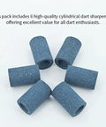 6 Piece Dart Sharpeners Set With Cylindrical Grinding Stones For Steel Tip Darts Keep Points Sharp Reduce Burrs And Bounce Outs Durable Darts Accessories Kit displayed