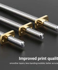 8mm T8 Trapezoidal Lead Screws Kit, 365mm Length, 2mm Pitch, Brass Nut, Pack Of 2, Ready To Bolt On For 3D Printers CNC And Linear Actuators, Great DIY Upgrade Or Replacement, close-up