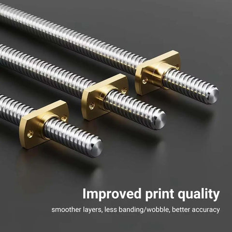 8mm T8 Trapezoidal Lead Screws Kit, 365mm Length, 2mm Pitch, Brass Nut, Pack Of 2, Ready To Bolt On For 3D Printers CNC And Linear Actuators, Great DIY Upgrade Or Replacement, close-up
