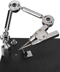 Solid Steel Welding Fixture Clip And Work Clamp Holds Everything Tight Like A Boss For Soldering Jewelry Microelectronics And Tiny Parts Without Breaking The Bank on a black base with adjustable arms for precision.