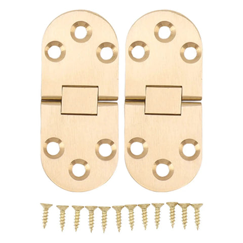 180 Degree Brass Folding Table Hinge CNC Machined Solid Brass Construction With Gold Finish Opens Flat For Desks with screws shown