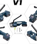 Heavy Duty Electric Strapping Machine Handheld Semi Auto Banding Tool For 1/2 To 5/8 In PP PET Plastic Straps showcasing versatility