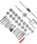 Super Durable 40 Piece Alloy Steel Tap And Die Set For Garage Repair With Metric NPT Taps Dies Wrenches Gauge Hand Threading Kit M3 To Max Size, alloy steel taps dies and wrench set