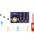 Blink LED Soldering Kit A Hands On Starter Electronics Project Pack For Beginners Perfect For STEM Classes And Events Includes Battery PCB Components And Clear Instructions For Fun Interactive Light Circuit Building. Image of PCB, LEDs, resistors, battery, and electronic components.