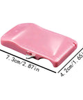 Seam Guide With Magnetic Alignment For Sewing Machines showing pink magnetic clamp dimensions, 7.3cm x 4.2cm, with thread trimmer.