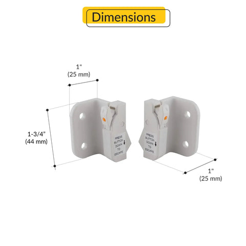 Dimensions of Euro White Dual Action Window Opening Control Device Pair For Single, Double Hung Or Sliding Windows WOCD