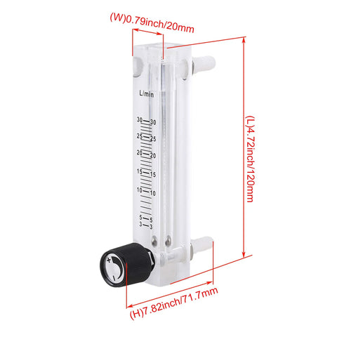 Colorful Acrylic Oxygen Flow Meter 3 To 30 LPM With Control Valve Adjustable Oxygen Flow For Industrial Use Oxygen Bar And Hospital Settings Easy To Read Durable LZQ 7, white acrylic meter with 20mm width and control knob