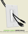 Bristled Brush Wall Plate With Multimedia Pass Through For Low Voltage Cables 1 Gang Four Point Five By Two Point Seven Five Inches White 2 Pack Polycarbonate Decorator Plate Keeps HDMI Coax DVI S Video And Network Cables Neatly Hidden For Clean Look