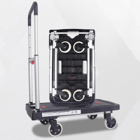 Heavy Duty 300 Lbs Folding Platform Trolley With Adjustable Handle Portable Flatbed Cart For Easy Transport Of Goods Perfect Utility Cart For Warehouse And Home Use Durable And Reliable, folded