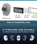Installation guide for Auto Darkening Welding Lens 2x4 1/4 Solar Powered True Color Blue Replacement for welding hoods
