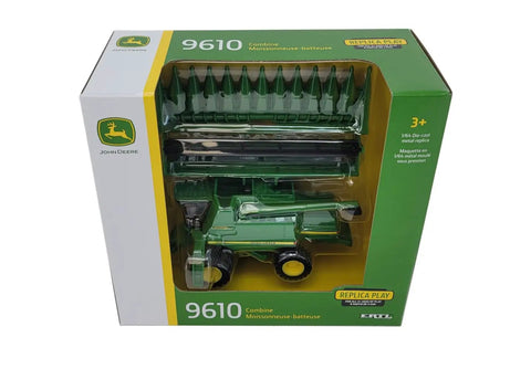 Boxed One Sixty Fourth Scale 9610 Combine Toy With Die Cast Body Clear Cab Window Detailed Interior Grain And Corn Heads