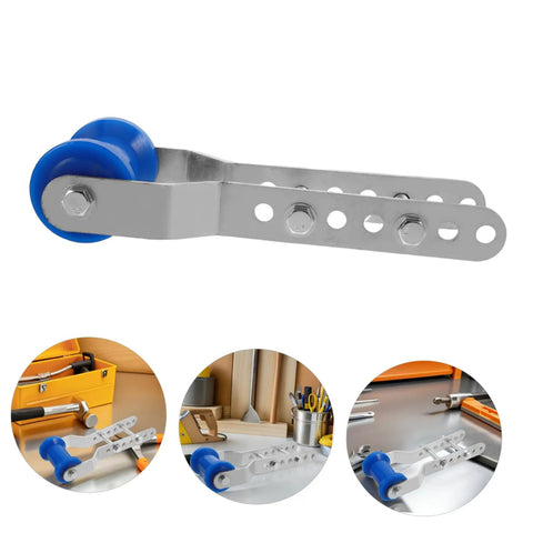 Adjustable Boat Trailer Roller With Rubber Wheel And Steel Bracket For Hull Support Sealed Bearing Design Rock Solid Keel And Docking Guide System For Safe Loading And Launching, showing side view of roller and bracket.