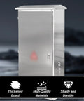 Rugged 304 Stainless Steel Electrical Enclosure Outdoor Weatherproof Junction Box Floor Standing With Slanted Top For Easy Water Runoff And Tight Interior Seals Industrial Grade Safe And Durable, front view
