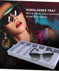 Clean Setup Six Slot Black Sunglasses Display Holder And Jewelry Organizer Box With Solid Build And Scratch Free Tray with sunglasses