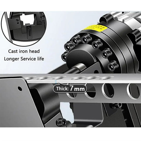 Rock Solid Hydraulic Hole Puncher 1800W Electric Metal Tube Cutter With Five Quick Change Dies For Iron Copper Aluminum Plate And Channel Steel Lightning Fast Punching No Sweat Adjustment Pro Tool