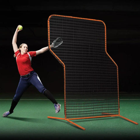 Built Tough Heavy Duty Steel Frame Pitcher Z Screen For Baseball And Softball Batting Practice Net 7 By 5 Feet in use