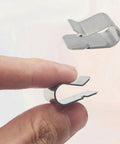 Person holding 30Pcs Stainless Steel Spring U Clips 304 Rust Resistant Built Tough Heavy Duty Fasteners showing size and shape.