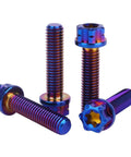 Top Shelf Grade 5 Titanium Flange Bolts With Torx Head Screws M5X20MM Burnt Blue Anodized heavy duty fasteners set of four