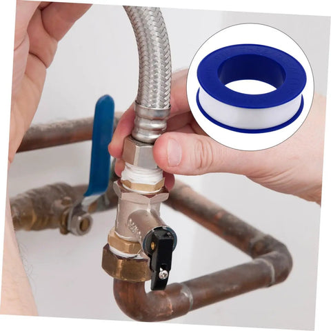 PTFE Thread Seal Tape For Plumbing High Temp Durable Leak Sealant For Pipes Easy To Use At Home Or Industrial Jobs Ideal For Water Gas And Air Fittings 30 Count Pack For Quick Leak Fixes shown applied to pipe