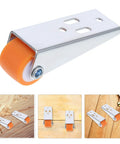 Heavy Duty 2 Pack Sliding Door Rollers For Wood Barn Tracks And Closet Cabinets With Nylon Wheels and Reinforced Steel Brackets, close-up view of nylon wheel and metal bracket.
