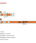 Diagram of 4 Pack 2 Inch Orange Ratchet Straps With Chain Anchors 4000 Lbs WLL Heavy Duty Cargo Tie Downs, details on size and material.