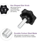 uxcell 4-pack M8x25mm black plastic hex star knobs with threaded bolts for umbrella base replacement