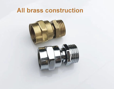 Shower Head Swivel Adapter Ball Joint With 30 Degree Range And 1 Inch Extension Adjustable Connector In Brushed Nickel Finish For Flexible Shower Head Angles And Easy Install, brass swivel adapter