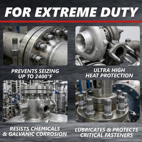 Nickel Anti-Seize Lubricant Paste 8 Oz Can Heavy Duty No Sulfur No Lead No Copper Halogen Free Helps Prevent Seizing And Galling In Extreme Heat Corrosion And Acidic Environments 5 Pack used in industrial equipment to prevent corrosion and resist heat.