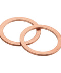 Real Deal Copper Flat Washers M22 25 Piece Set With Top Shelf Corrosion Resistance And Clean Edges showing two flat copper washers.