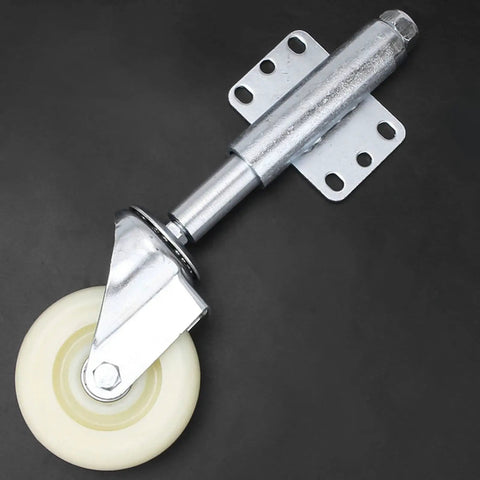 Heavy Duty Gate Wheels 4 Pack Straight Up Smooth Rolling Metal Gate Rollers 110 Lb Load Capacity with shock-absorbing caster design.