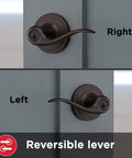 Tustin Entry Door Handle With Lock And Key Reversible Exterior Lever For Front Entrance And Bedrooms Venetian Bronze Finish