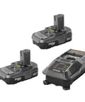 Eighteen Volt Cordless Hammer Drill And Impact Driver Combo Kit batteries and charger in black green for wood metal and concrete jobs