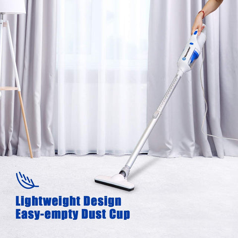 Ultra Lightweight 2-In-1 Corded Vacuum Cleaner With 14Kpa Power Suction, handheld on white carpet, featuring lightweight design