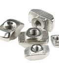 Durable Heavy Duty 50 Pack M6 T Nuts Hammer Head T Slot Nuts Drop In Nickel Plated Carbon Steel For European Aluminum Profiles 10mm Slot
