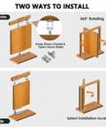 Diagram showing installation of Hidden Door Pivot Hinge 360 Degree Stainless Steel Heavy Duty 300lbs Capacity For Secret Bookcase Doors And Concealed Cabinets Sleek Discreet Hardware For Wood Cabinets And Modern Homes
