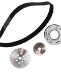 Hardcore Billet Gilmer Belt Drive Pulley Kit For Small Block Chevy 283 305 327 350 383 400 Featuring Chrome Alternator And Water Pump Set including pulleys and belt.