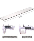 304 Stainless Steel Flat Bar 12 Inch By 2 Inch By 0.12 Inch HYGMPDAS with digital caliper measurements