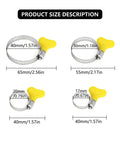 Diagram showing sizes of a 6Pcs Adjustable Hose Clamps Set Stainless Steel Worm Gear Clamps 10 38mm With Yellow Thumb Screw