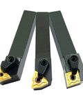 Three left-cutting CNC lathe carbide insert tool holders with indexable inserts (WNMG431, CNMG431, TNMG331)