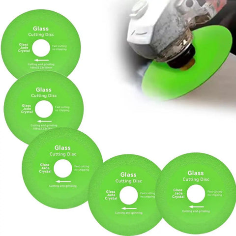 Ultra-Thin 4.5 Inch Glass Cutting Disc Diamond Blade, angle grinder view with discs for bottles, ceramic, tile, jade, 5 pack