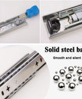 Full Extension Drawer Slides With Lock Ball Bearing Rails, Stainless Steel Beefy Heavy Duty Runners, close-up of components