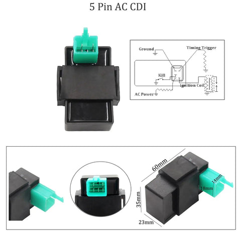 5 Pin AC CDI Box for ATVs Go Karts Dirt Bikes fits 50cc to 125cc 4 Stroke Engines, easy plug-and-play, replaces spark timing controller