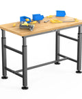 Heavy Duty Adjustable Height Workbench With Rubber Wood Top 47.75 Inch By 23.25 Inch Built Tough 2000 Pounds Load Capacity For Garage Workshop Basement Craft Room And Home Projects