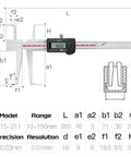 Digital Inside Groove Caliper 10-150mm Stainless Steel With Readout For Measuring Inner Groove Diameter In Bores