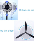 Built Tough Industrial Floor Misting Fan With Auto Swivel showing 90 degree air supply with alloy fan blade for cooling large spaces.