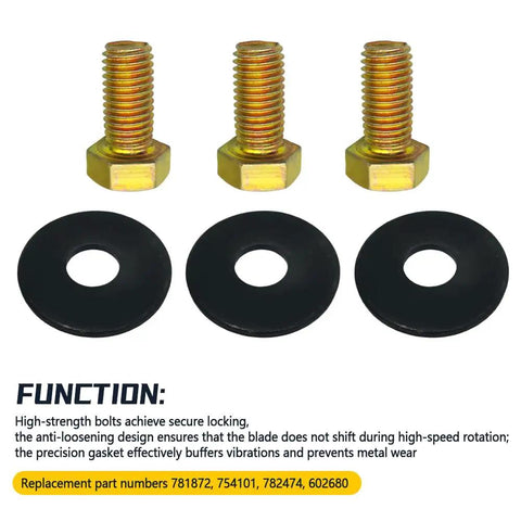 Deck Spindle Bolt Washer Kit For Hustler And Big Dog Mowers Fits Super Z Raptor SD Raptor SDX FasTrak X One XR Seven And Other Deck Spindle Assemblies For Quick Easy Mower Deck Fixes, 3 bolts 3 washers