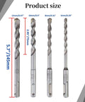 Rannb SDS Plus masonry drill bit set, 4-piece 6-12 mm bits for concrete and brick (front view)