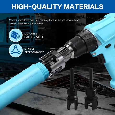 Versatile 3 Piece PVC Pipe Threader Set For Internal And External Threading For 1/2 Inch 3/4 Inch And 1 Inch Pipes With Hex Shank