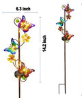 Solar Butterfly Garden Lights 2 Pack Outdoor Stake Decor With Waterproof Metal Butterflies And Flowers, LED String Lights